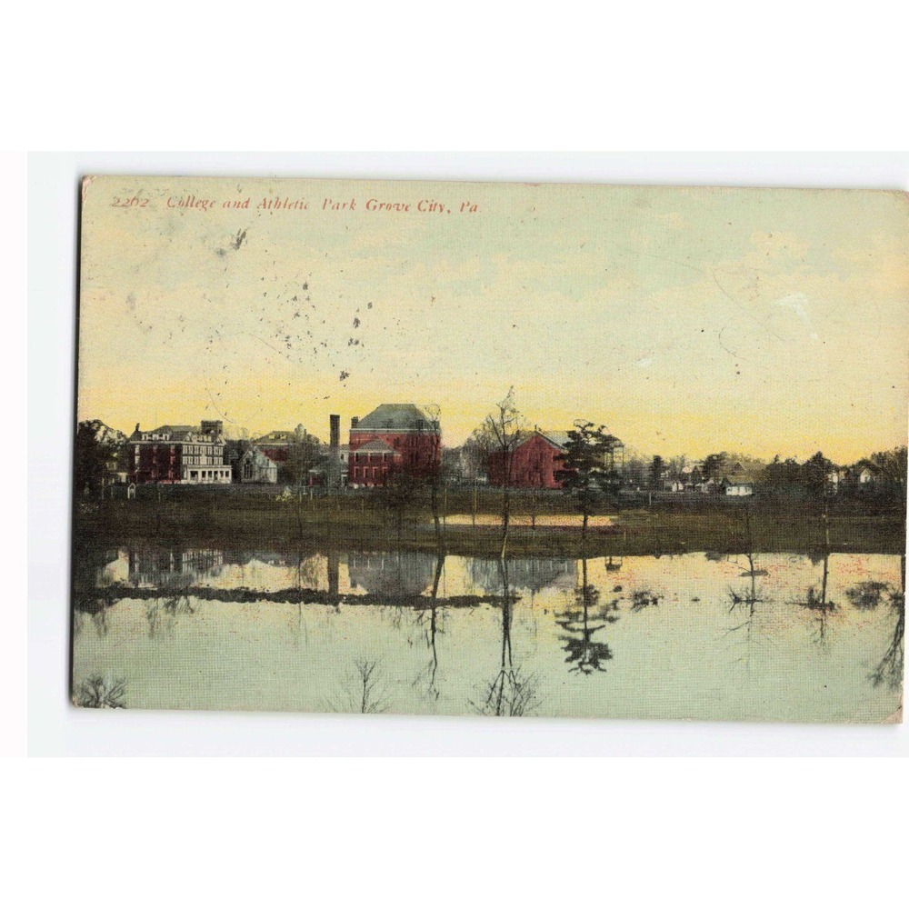 Vintage 1908 Grove City College and Athletic Park PA Postcard Harry H Hamm 2262